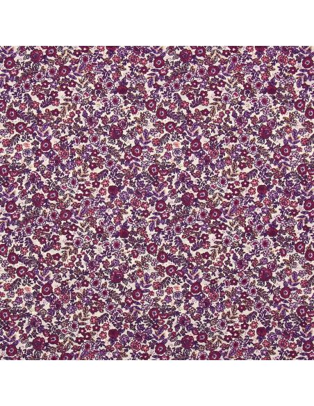 Tecido popeline de algodão - Barbara cru e roxo