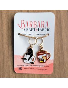 Conjunto de 2 marcadores de malha - Gato e caneca