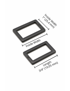 Conjunto de 2 fivelas retangulares 19 x 25 mm preto 2