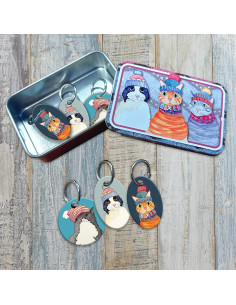 Conjunto de 6 marcadores de malha - Gato e gorro