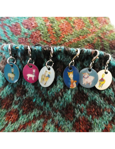 Conjunto de 6 marcadores de malha abertos - Alpaca & amigos