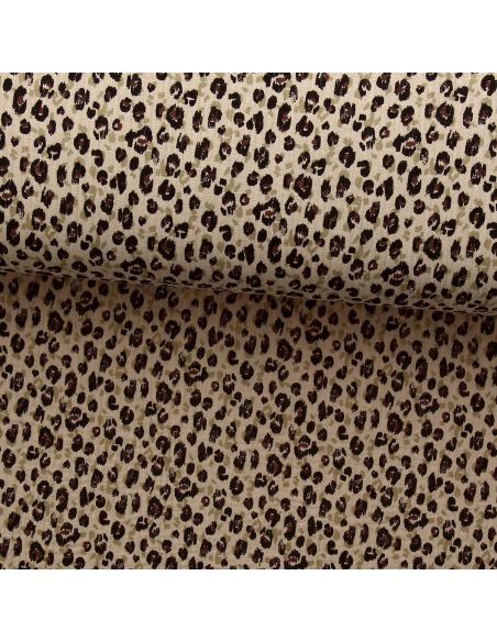 Tecido gaze dupla estampado - Karli bege e preto