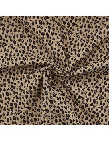 Tecido gaze dupla estampado - Karli bege e preto