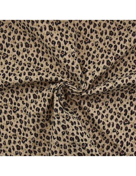 Tecido gaze dupla estampado - Karli bege e preto