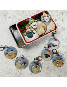 Conjunto de 6 marcadores de malha abertos - Ovelha feliz