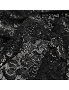 Tecido de renda metalizada Lisa - Preto 2