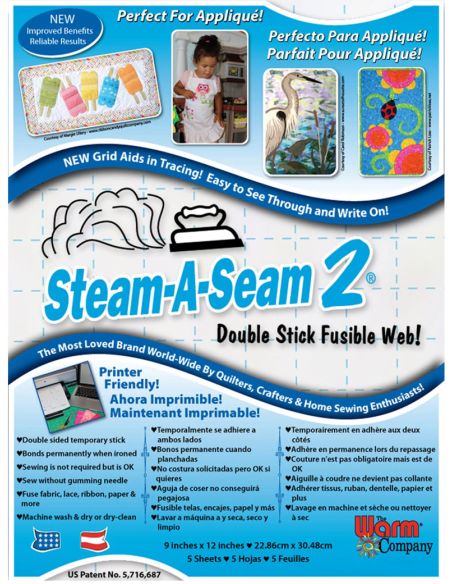 Conjunto de 5 folhas termocolantes dupla face Steam-A-Seam 2
